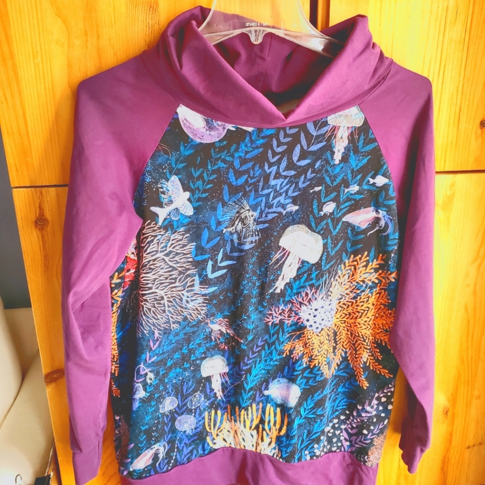 Gro by 20 Women's Purple Long Sleeve Cowl Neck Top Size Large